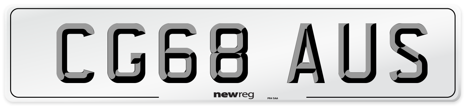 CG68 AUS Number Plate from New Reg